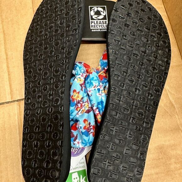 NEW Sanuk Yoga Sling blue & Yellow Sandal - Picture 3 of 3